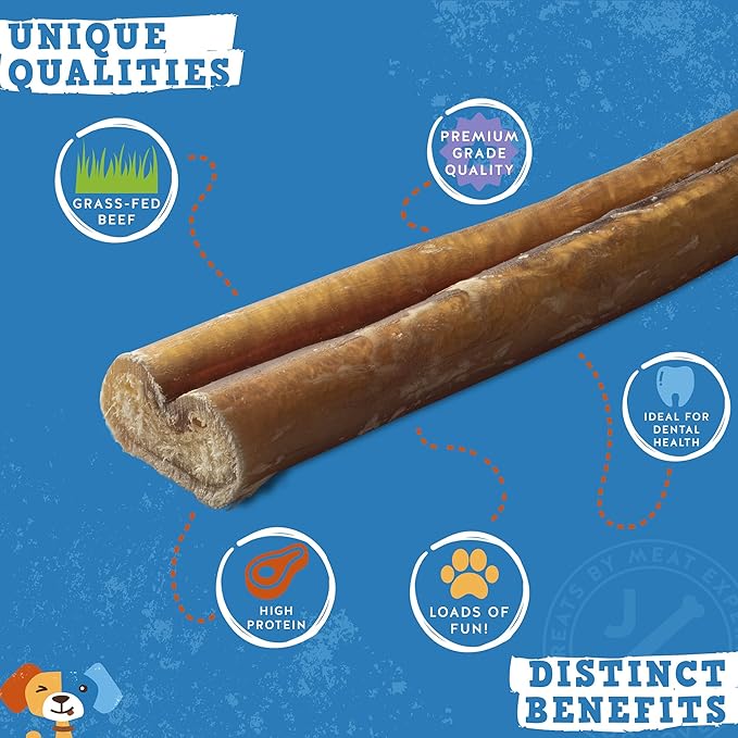 Jack&Pup 6-inch Bully Sticks for Dogs (40 Pack) Thick Pizzle Sticks | Long Lasting, Single Ingredient Chew Treat for Medium Dogs