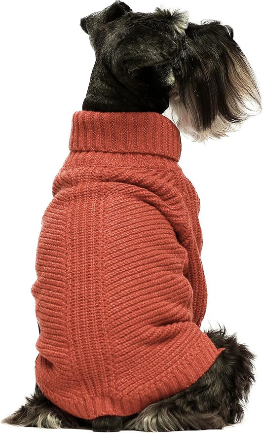Fitwarm Thermal Knitted Dog Sweater Doggy Winter Coat Pet Clothes Doggie Turtleneck Jacket Puppy Outfits Cat Sweatshirt Red X-Large
