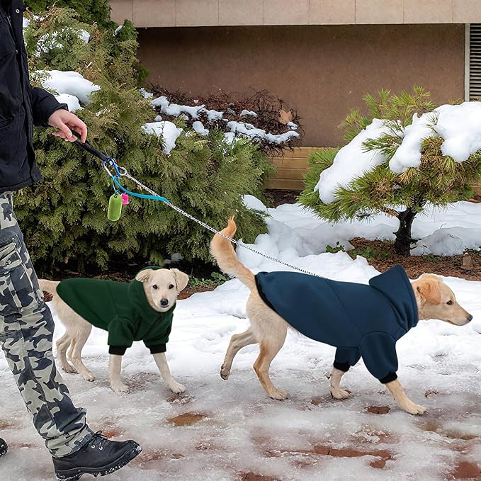 Basic Dog Hoodie, Soft and Warm Dog Sweater Shirt Hoodies with Leash Hole, Cold Weather Clothes Fleece Pullover for Small to Large Dogs Boys and Girls