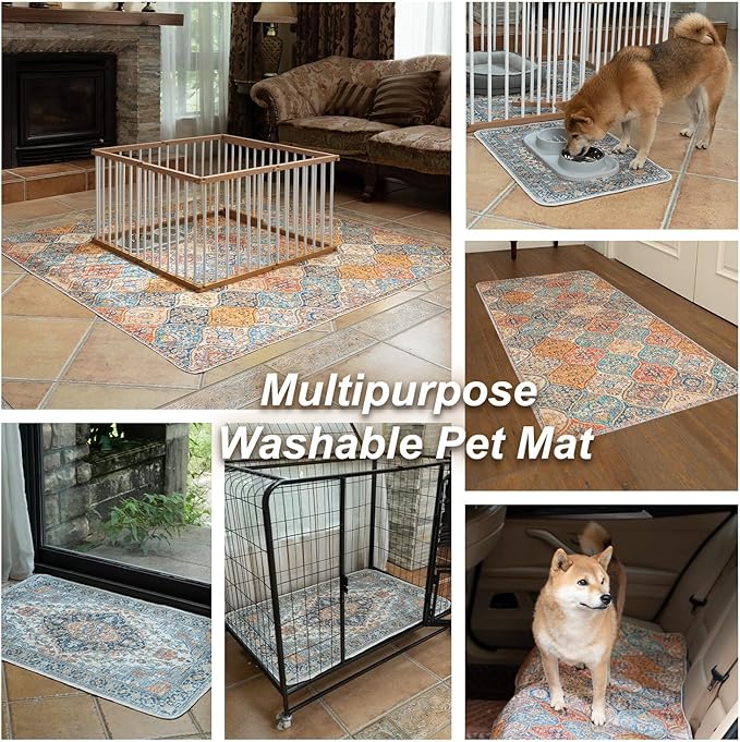 nunubaby Washable Pee Pads for Dogs, Stylish, Non-Slip and Leak-Proof Pee Pads. Reusable Potty Pads for Dogs for Crates and Floors.(Gray/Geo, 24" x36")