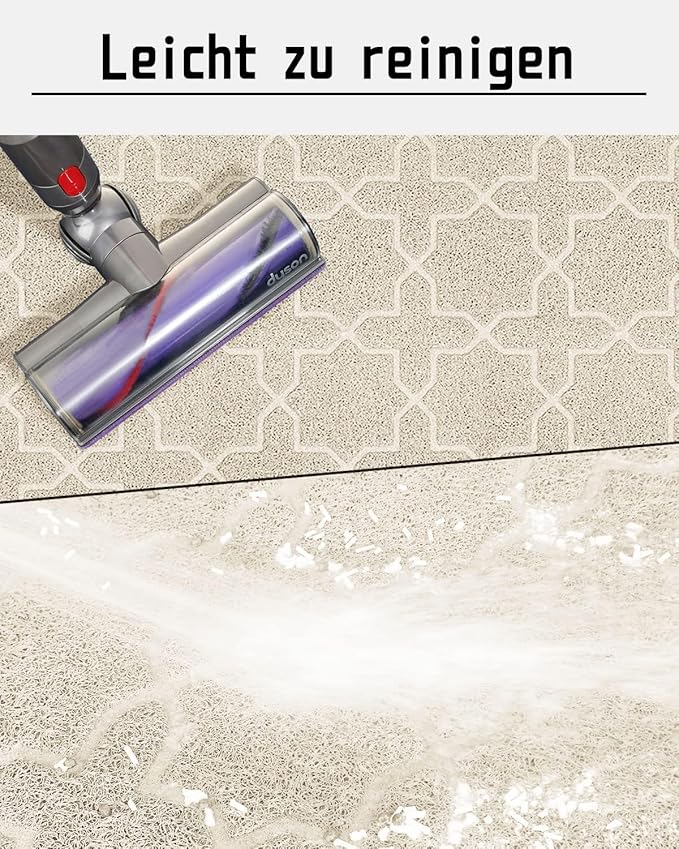 Yimobra Cat Litter Mat, 35.4"x23.6" Litter Box Mat with Litter Lock Mesh, Soft Cat Litter Mat Litter Trapping Mat, Easy to Clean, Non-Slip, Water Resistant, Litter Free Floors, Beige