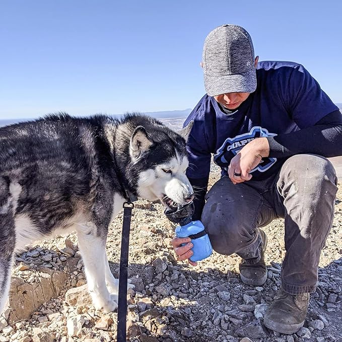 lesotc Dog Water Bottle, Portable Water Dispenser with Bowl, Leak Proof Pet Travel Squeeze Bottle, Puppy Essentials Dog Stuff Accessories for Outdoor Walking, Hiking, Camping