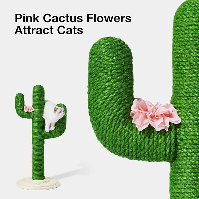 VETRESKA Cat Scratching Post, Cactus Scratch Posts for Indoor Adult Cats Kittens, 41.3 Inches Large Sisal Cat Scratcher, Extra Large Sisal Cat Scratcher, Durable Cat Scratch Tree for Active Cats