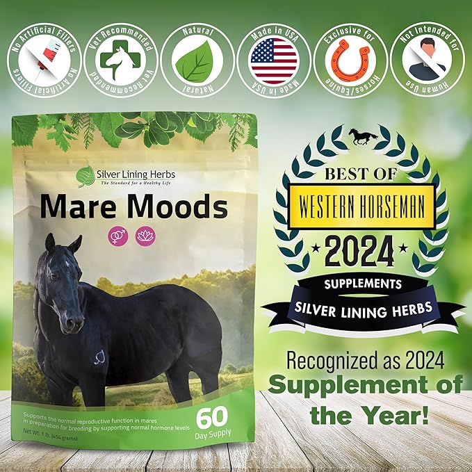 Silver Lining Herbs Mare Moods Horse Calming Supplement - Natural Hormone Balance & Calm for Horses - Herbal Horse Supplements for Mood & Reproductive Support - 1 lb 60-Day