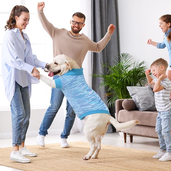 Pet Clothing,Turtleneck Dog Sweater,Sweaters for Dogs Boys and Girls,Pullover Dog Sweaters,Pet Knitted Clothes,Fit for Different Kinds Dogs,for Spring,Autumn and Winter(Blue 2XL)