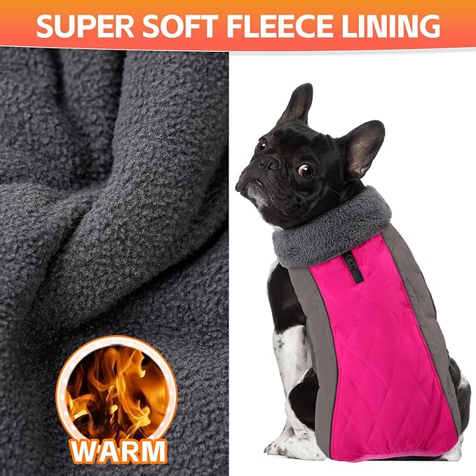 Doglay Dog Coat, Waterproof Dog Jacket Pet Winter Coat for Cold Weather with Thicken Furry Collar, Reflective Puppy Winter Jacket Warm Fleece Lining for Small Medium Large Pets