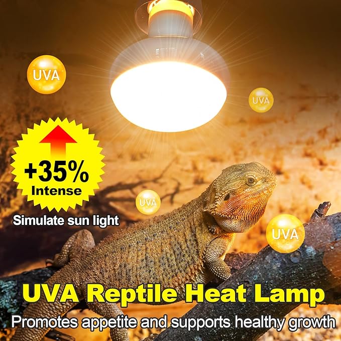MIXJOY 150W Reptile Heat Lamp Bulb, 2Pack Reptile Basking Spot Light, Upgraded Intense Heat Basking Bulb, UVA Daylight Heat Lamp Bulbs for Reptiles, Bearded Dragon, Lizard, Tortoise, Chicken