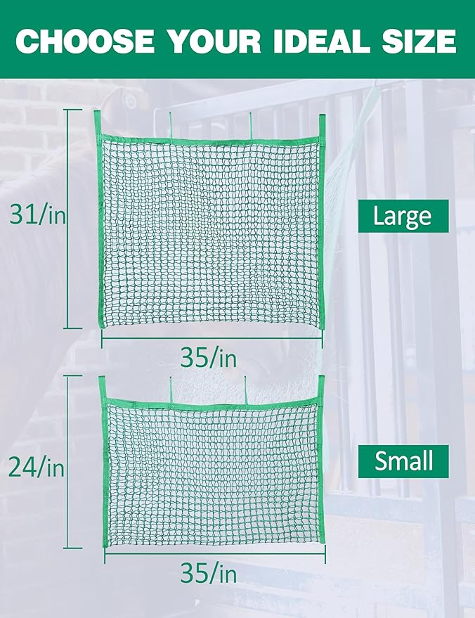 Harrison Howard Square Opening Slow Feed Hay Nets for Horses Large Capacity Horse Feed Bag Reduce Hay Waste Promote Healthy Digestion Green 24 * 35''