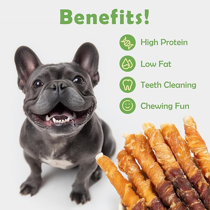 MON2SUN Dog Treats 5 Inch Double Flavor Chicken & Duck Wrapped Rawhide Sticks, Teeth Cleaning for Small Dogs, 21.16 oz (40 Count)