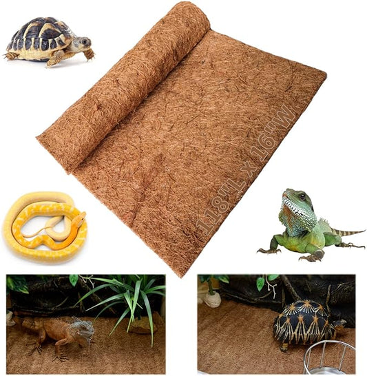 Hamiledyi Reptile Carpet 118" L x 16" W Natural Coconut Fiber Tortoise Carpet Mat for Pet Terrarium Liner Reptile Supplies for Lizard Snake Chamelon Turtle Bedding Bunny Rabbit Mat