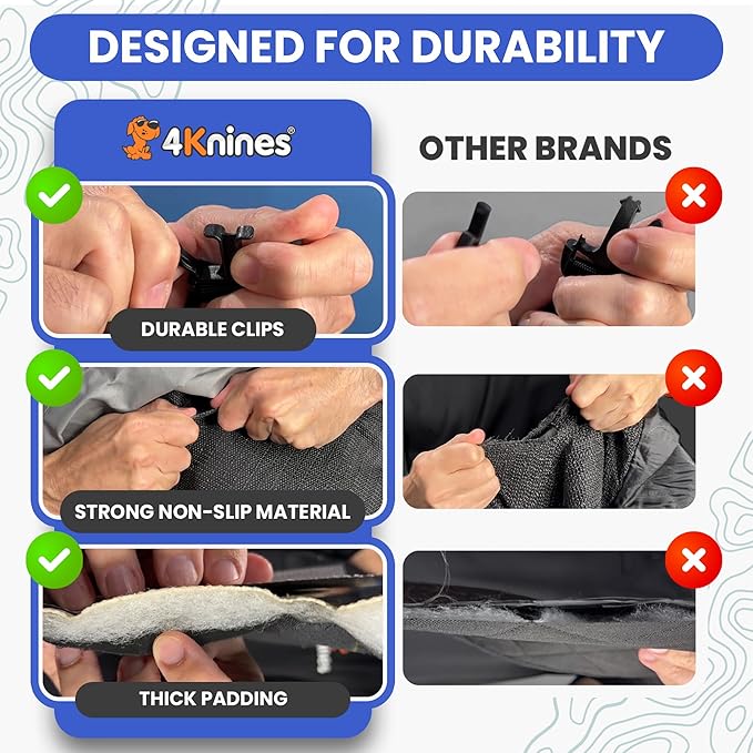 4Knines SUV Cargo Liner for Dogs, Trunk Mat for SUV, Durable Cargo Cover, Protector – Compatible with 60/40 Split Bench & Armrest Pass-Through, Waterproof, Machine Washable, Non-Slip (X Large, Grey)