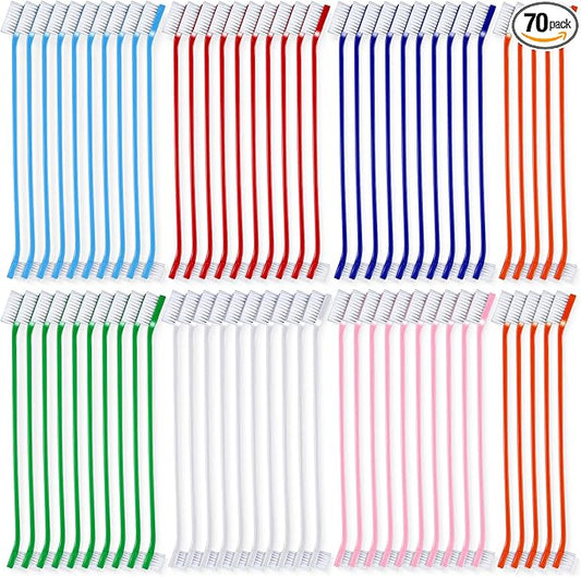 Dog Tooth Brush Pet Toothbrush Soft Grooming Dogs Toothbrush Dog Double Sided Puppy Long Handle Brush for Large and Small Teeth Cleaning Dental Oral Care(70 Count,Colorful)