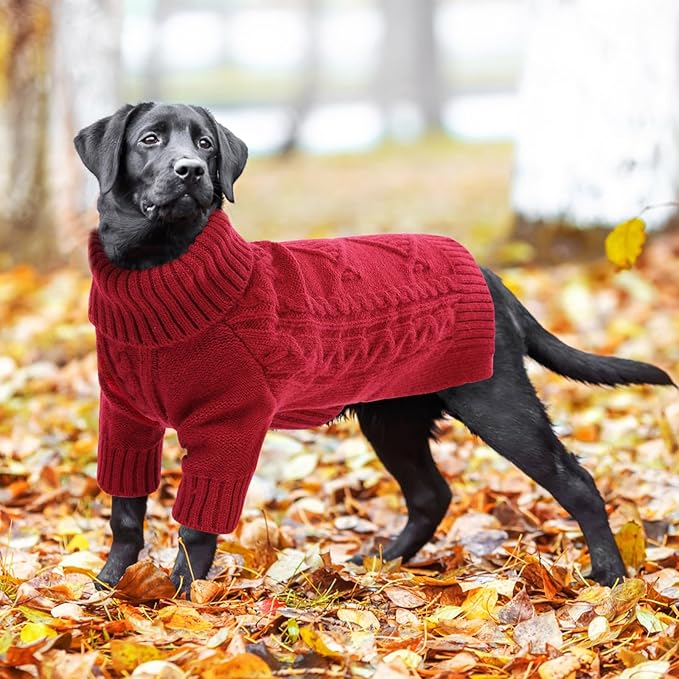 ASENKU Knitted Dog Sweater, Pullover Big Thermal Dog Winter Sweater, Turtleneck Doggy Sweaters for Large Medium Dogs Boy Girl,Warm Pet Sweatshirt for Labrador,Golden Retriever,3XL