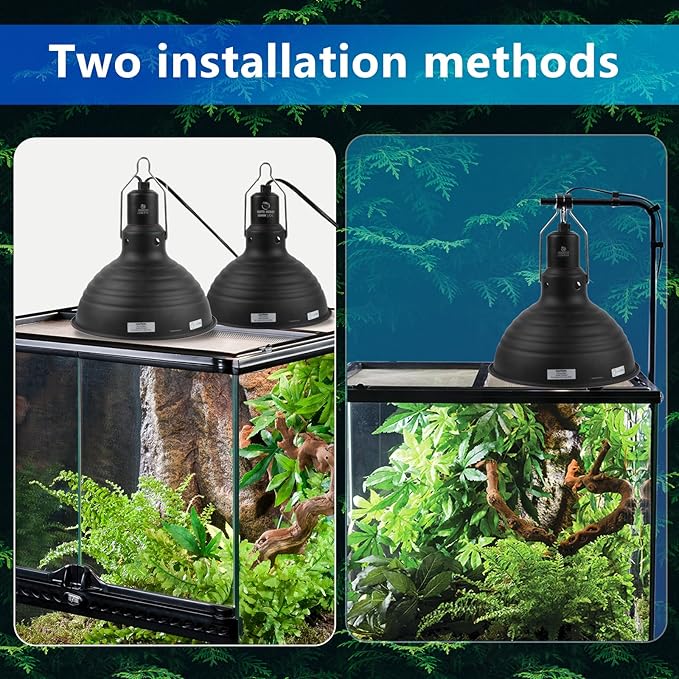 8.5 Inch Reptile Light Fixture Dome Heat Lamp Fixture UVB Heat Basking Lamp Fixture for Amphibian Reptile Terrariums，E26 Base