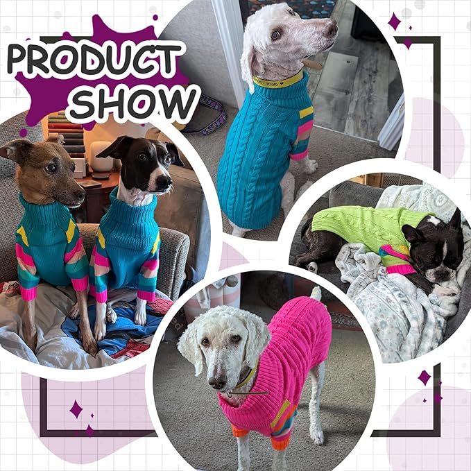 Sweaters for Large Size Dogs Winter, Turtleneck Extra Large Dog Sweater for Dogs Male Female, Thick Warm Christmas Dog Cold Sweater, Sweaters for Doggie Doberman, German Shepard (Purple XXXL)