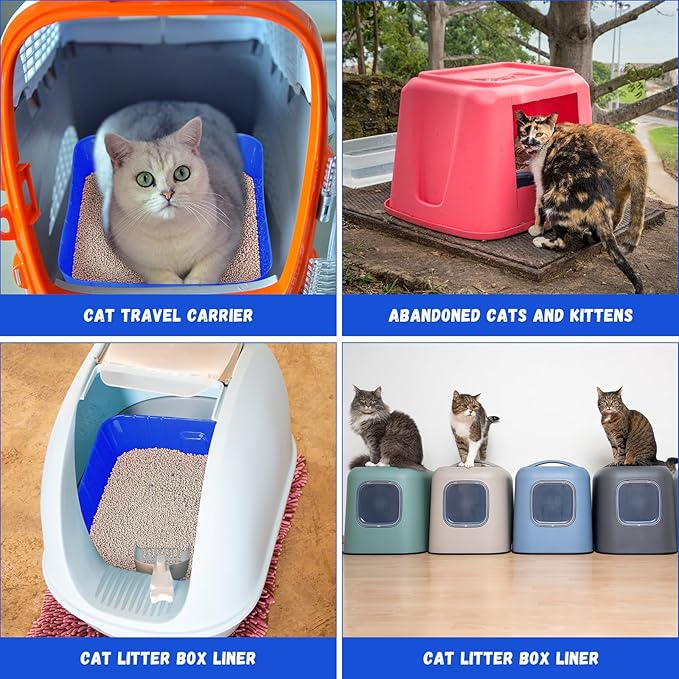 Bokon 25 Pcs Disposable Litter Boxes for Cats Plastic Cat Litter Tray Large Kitten Pan for Kitty Rabbit Guinea Pig Hamster Pets Supplies Travel Home Toilet, 15.7 x 11.8 x 3 Inches(Royal Blue)