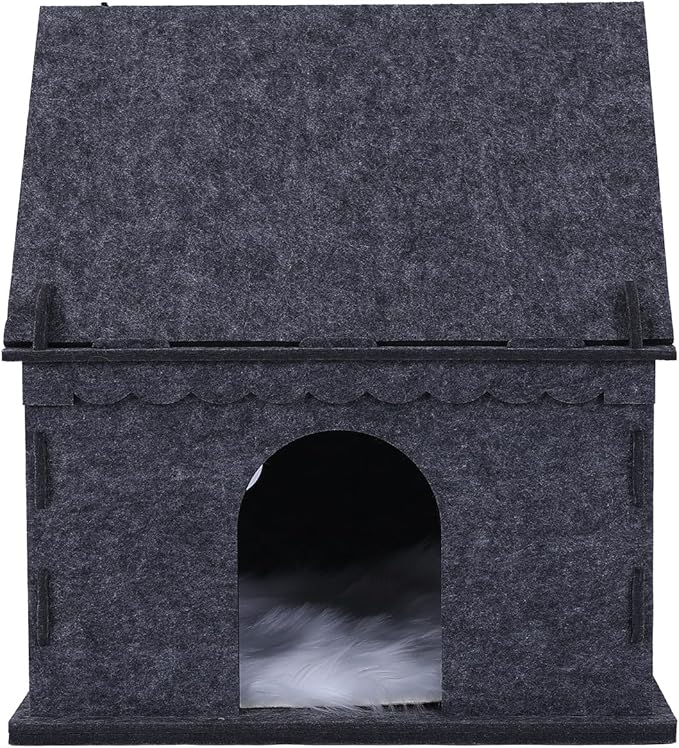 2-Tier Indoor Cat Apartment，Cozy Pet Cat Bed, Hideaway, and Sturdy Cat Castle for Multiple and Large Cats