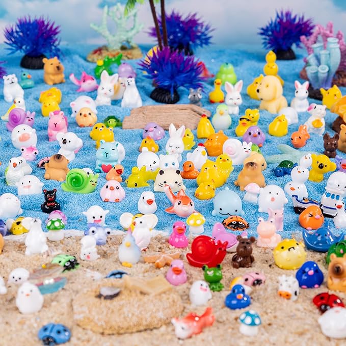 200pcs Mini Resin Animals 200 Styles Variety Tiny Animals Figures Miniature Little Small Animal Figurines Bulk for Micro Fairy Garden Landscape Accessories Hide Crafts Decor Aquarium