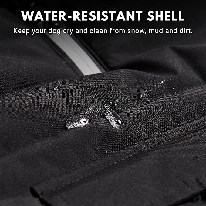 Spark Paws Dog Winter Jacket, Water-Resistant Coat, Warm Reflective Windproof Fleece-Interior, for Medium and Large Dogs - Black - 4XL