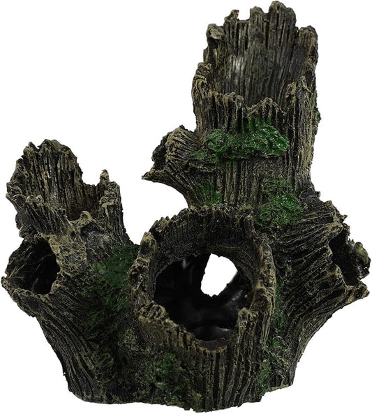 balacoo Fish Tank Ornament Resin Wood Tree Stump Aquarium Decor Driftwood Betta Log Play House Hollow Tree Hole Landscape Decor for Freshwater Betta Cichlid Reptile