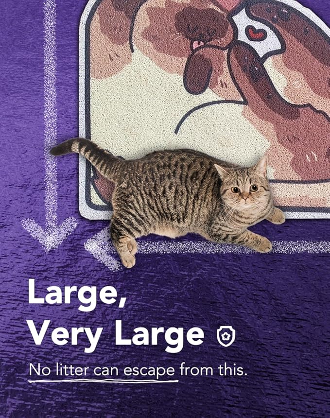 Lukamoo® Cute Cat Litter Mat (30’’x20’’), Large/L, for Kitty Litter & Cute Cat Litter Box, Litter Trapping Mat (Pointed, Cornered)