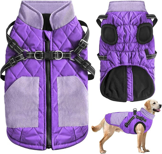 Mosucoirl Warm Dog Coats Pet Clothes, Waterproof Dogs Jacket Reflective Pet Outfits Winter Dog Cold Weather Coat Cozy Snow Jackets Vest for Small Medium Large Dogs Puppy Doggie (Purple, S)