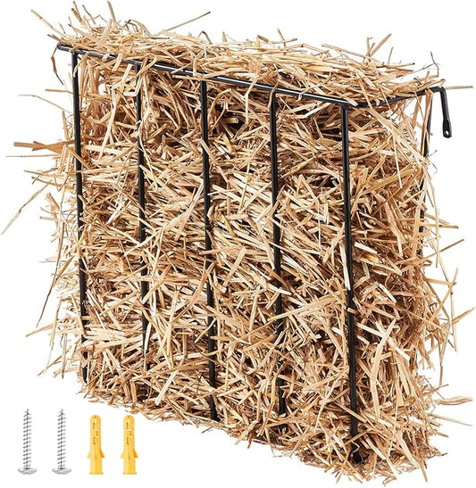 VEVOR Livestock Feeder, 24 Gallon Large Capacity, Heavy-Duty Steel Goat Hay Rack, 27'' Long Wall Mounted Horse Hay Holder, Multiple Sided Feeding Rack for Sheep Farm Livestock Indoor Outdoor