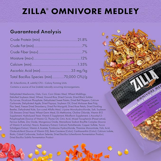 Zilla Pet Reptile Omnivore Food Medley Diet, 4 oz