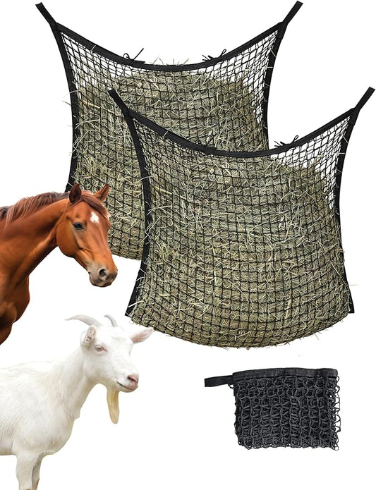 Harrison Howard Square Opening Slow Feed Hay Nets for Horses Large Capacity Horse Feed Bag Reduce Hay Waste Promote Healthy Digestion Black 35 * 31''