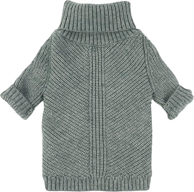 Fitwarm Dog Turtleneck Sweater, Thermal Knitted Pet Coat, Dog Winter Clothes for Small Dogs, Cat Apparel, Heather Grey, Small