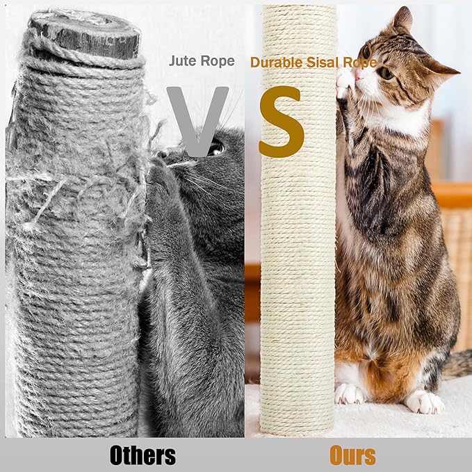 Cat Scratch Post to The Wall, 31.5inch (7.87in*2+15.7in) sisal Pole Cat Tree Replacement Post with M8 Screws, Indoor cat Tower Spare Furniture Protector with Scratch Post Filling (31.5inch-1Pcs)