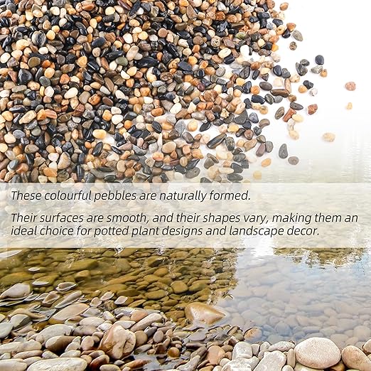 18lb 1/2" Polished Pebbles for Plants Potting,Succulents Aquarium Fish Tank Vases-Decorative River Rocks Garden Gravel Stones