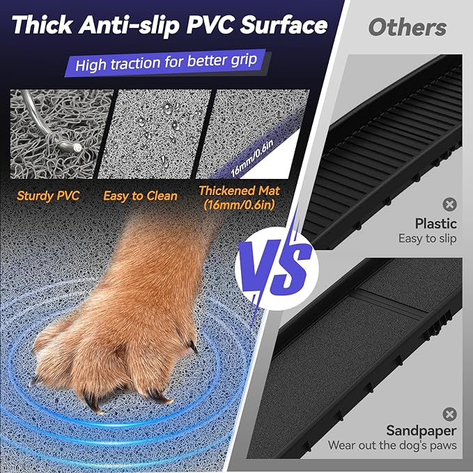 67''L & 20''W Portable Dog Ramp for Car - Extra Wide Pet Ramp Dog Ramps for Medium&Large Dogs with Non-Slip Rug Surface, Lightweight Dog Steps Stair Up to 250LBS, Get Into a Car SUV/Truck/RV/High Bed