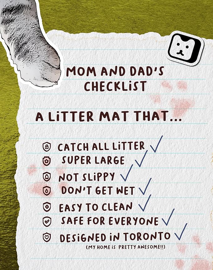 Lukamoo® Cute Cat Litter Mat (30’’x20’’), Large/L, for Kitty Litter & Cute Cat Litter Box, Litter Trapping Mat (mackerel tabby)