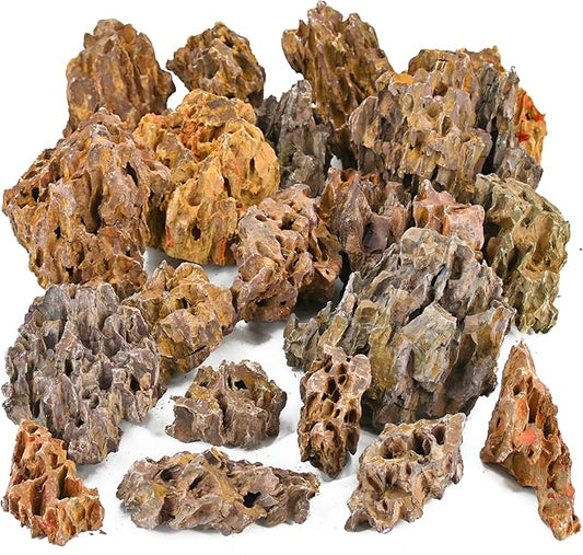 kecilke Natural Aquarium Rocks 2-4 inches Dragon Stone Rock for Aquariums, Landscaping Model,Tank Decoration, Amphibian Enclosures-Dragon Stones-5LB