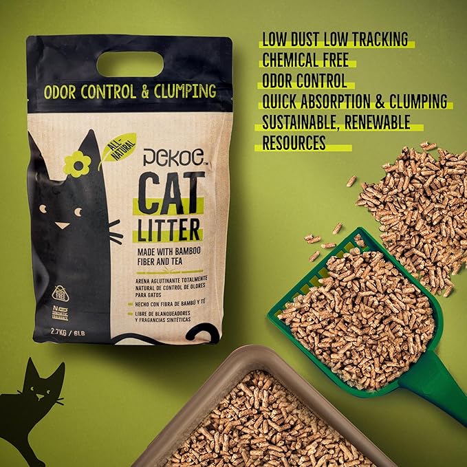 PeKoe All-Natural Odor Control & Clumping Cat Litter with Bamboo and Tea, 6-lb Bag (Pack of 1)