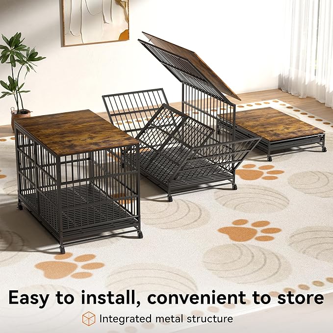 45" Dog Crate Furniture Indoor Large Dog Crates for Large Dogs Heavy Duty Dog Crate for Medium Dogs Wooden Foldable Dog Kennel Indoor