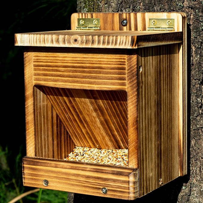 BalterFF Bird Feeders for Outdoors,Wooden Unique Seed Sunflower Food Feeder Blue Cardinal Finch Backyard Platform Balcony Gazebo Tree Fence Wall Mount Effortless Holder Automatic Buddy Gift