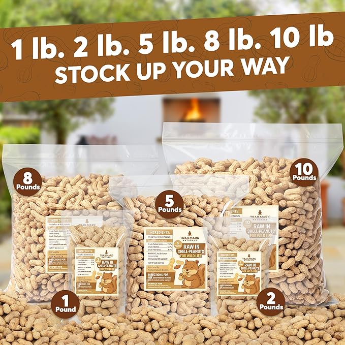 5 LB - Raw Peanuts For Squirrels, Raw In Shell Peanuts For Birds and Wildlife- Squirrel Food, Wild Bird Seed - Grown in The USA