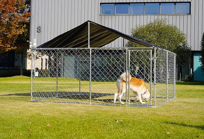 Outdoor Dog Playpen Heavy Duty Dog Kennel House Mesh Dog Big Cage Pet Kennel Steel Fence with Secure Lock
