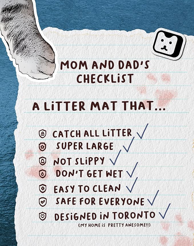 Lukamoo® Cute Cat Litter Mat (30’’x20’’), Large/L, for Kitty Litter & Cute Cat Litter Box, Litter Trapping Mat (Orange Tabby)