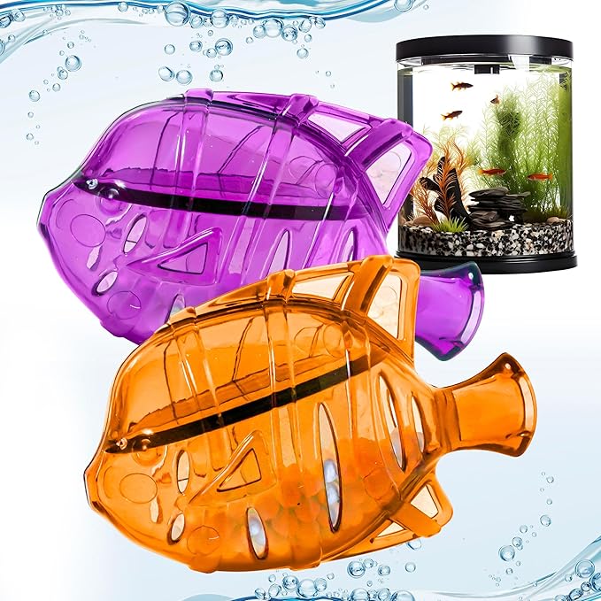 Aquarium Water Clarifier | Clear Cloudy Fish Tank Water Treatment, Safe for Freshwater & Saltwater Fish and Plants - Orange & Purple, 2 Pack