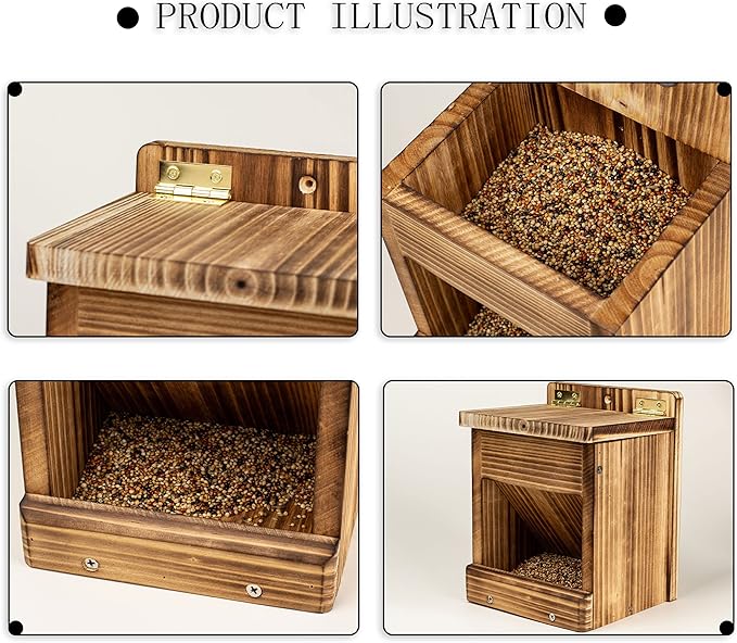 BalterFF Bird Feeders for Outdoors,Wooden Unique Seed Sunflower Food Feeder Blue Cardinal Finch Backyard Platform Balcony Gazebo Tree Fence Wall Mount Effortless Holder Automatic Buddy Gift