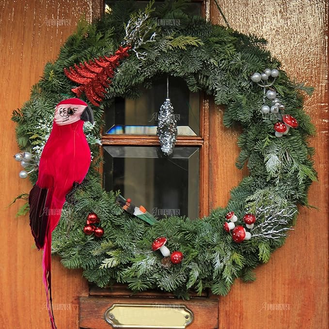 AUEAR, 9.8 Inch Red Artificial Birds Realistic Parrot Decor Model for Decoration Craft