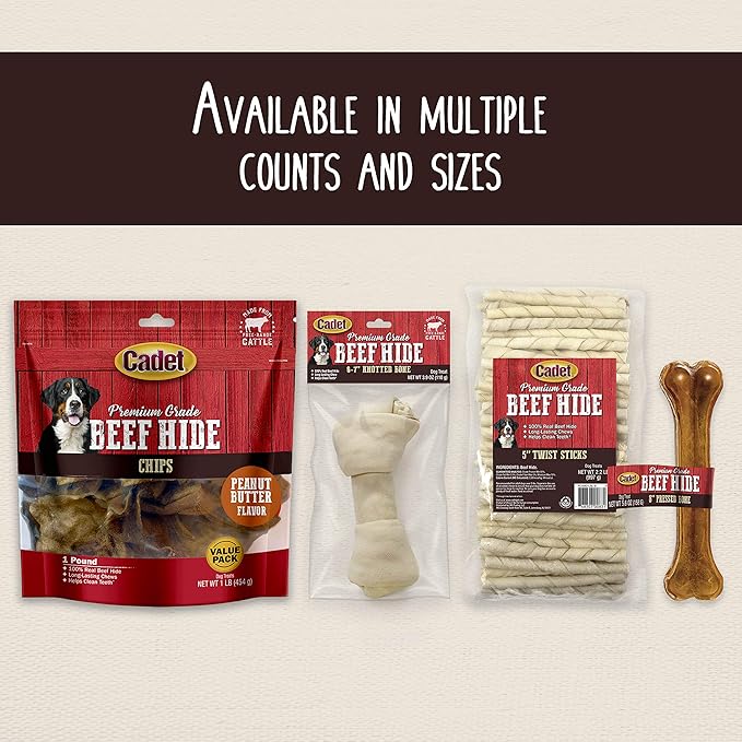 Cadet Premium Grade Rawhide for Dogs, Long-Lasting Munchy Sticks, Single-Ingredient Dog Chews, Chicken Flavor, 5-Inch, 100 Count