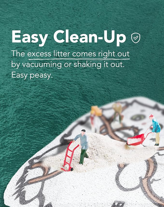 Lukamoo® Cute Cat Litter Mat (30’’x20’’), Extra-Large/XL, for Kitty Litter & Cute Cat Litter Box, Litter Trapping Mat (Long Hair White)