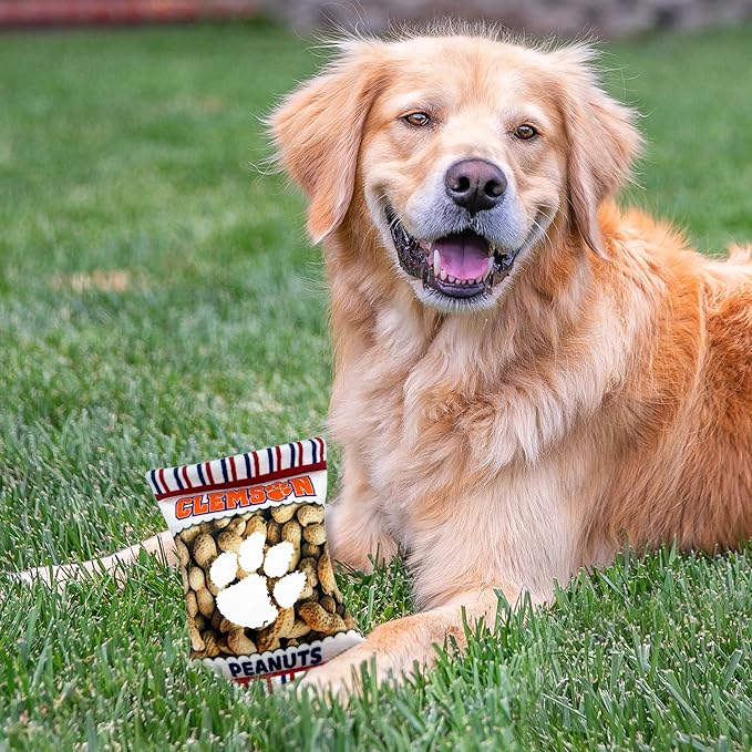 NCAA Clemson Tigers Crinkle FINE Plush Dog & CAT Squeak Toy- Cutest Stadium Peanuts Snack Toy for Dogs & Cats with Inner Squeaker & Beautiful Football/Basketball Team Name/Logo