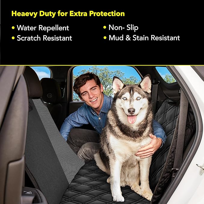 Meadowlark Heavy-Duty Car Seat Cover with Mesh Window, Extra Padded Non-Slip Dog Hammock, Water-Resistant Back Seat Protector for Cars, Trucks and SUVs (54" W x 58" L)