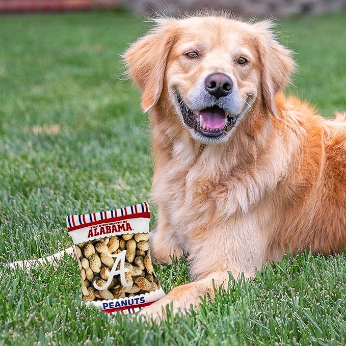 NCAA Alabama Crimson Tide Crinkle FINE Plush Dog & CAT Squeak Toy- Cutest Stadium Peanuts Snack Toy for Dogs & Cats with Inner Squeaker & Beautiful Football/Basketball Team Name/Logo