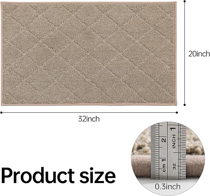 COSY HOMEER Edging Stair Treads Non-Slip Corner Indoor Stair Runners for Wooden Steps,Landing Slip Resistant Stair Rugs for Kids and Dogs, 100% Polyester TPE Backing,Beige,20"X32"